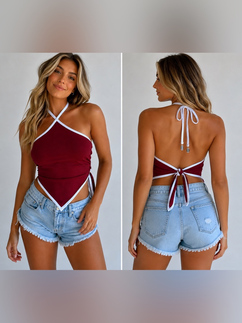 wild fable Halter Tie-Back Camisole with White Trim